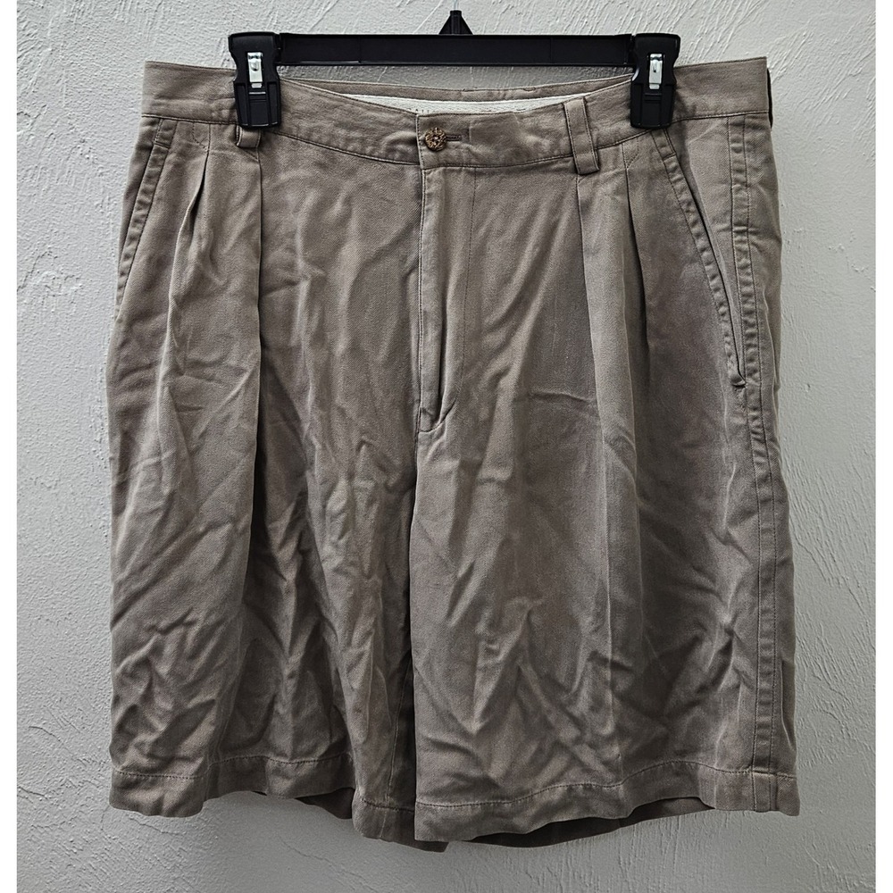 Men's Tommy Bahama 100% Silk Size 34 Tan Chino Shorts 8.5" Inseam‎
